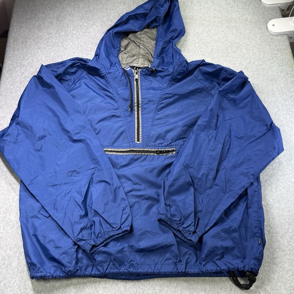 VINTAGE Gap Anorak Jacket Mens L Navy Blue‎ Pullover Zippered Pocket Nylon
